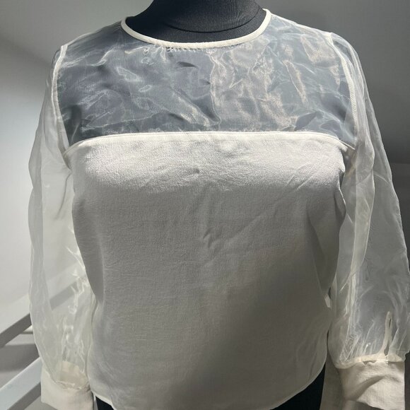 Express White Sheer Neck Blouse - Size XL - NWT - Never Worn! - Picture 1 of 8